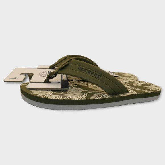 Docker's Premium Kids Palm Print Green Sandals L 2/3 - Picture 6 of 10